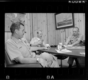 Lt. Col. Edward J. Rochford, Cmdr. Raymond A. Helgemoe, and Maj. Joe C. Adams at Portsmouth Naval Prison
