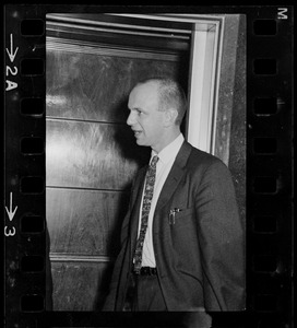 Dr. Ames Robey outside Massachusetts Supreme Court chambers after hearing about the Boston Strangler