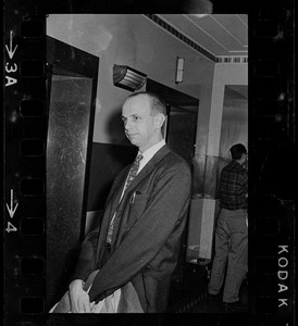 Dr. Ames Robey outside Massachusetts Supreme Court chambers after hearing about the Boston Strangler