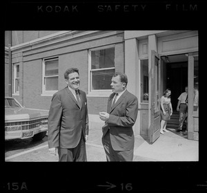 Assistant District Attorney Donald Conn and F. Lee Bailey outside Middlesex Superior Court after Albert DeSalvo pleaded innocent to attack charges