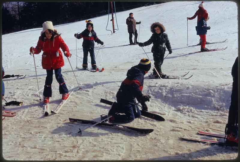 Boston area - Blue Hill ski slopes. 10 miles from center of Boston just across line into Milton - Great Blue Hill ski area maintained by Metropolitan District Commission, available by street car and bus from inner city