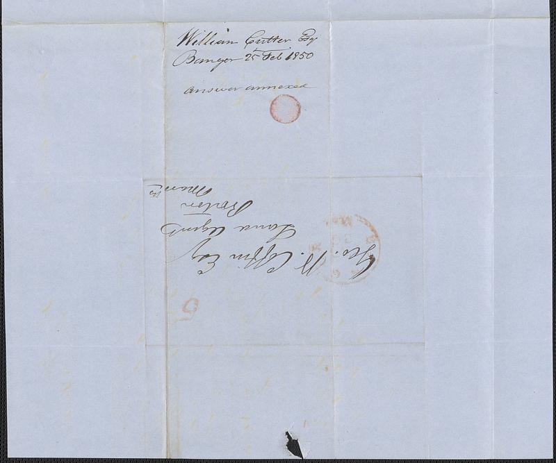 William Cutter to George Coffin, 25 February 1850