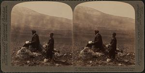 Looking across the battlefield of Plataea N.W. to modern Plataea and Kithaeron, Greece