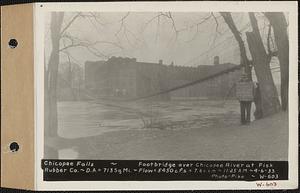 Chicopee Falls, footbridge over Chicopee River at Fisk Rubber Co., drainage area = 713 square miles, flow = 5450 cubic feet per second = 7.6 cubic feet per second per square mile, Chicopee, Mass., 11:25 AM, Apr. 6, 1933