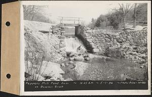 Pepper's mill pond dam on Beaver Brook, Ware, Mass., 10:25 AM, May 1, 1936