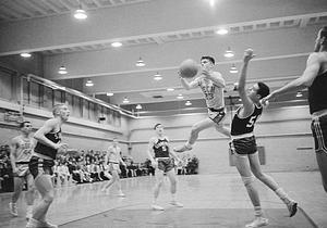 Basketball game, Southeastern Massachusetts Technological Institute vs Stonehill College, at New Bedford