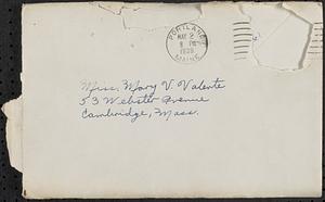 Personal letters between William E. Searles and Mary Valente Searles, 1939 to 1942