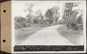 Contract No. 106, Improvement of Access Roads, Middle and East Branch Regulating Dams, and Quabbin Reservoir Area, Hardwick, Petersham, New Salem, Belchertown, looking back from Sta. 3+25 on Shaft 11A access road, Belchertown, Mass., Sep. 16, 1940