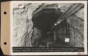 Contract No. 20, Coldbrook-Swift Tunnel, Barre, Hardwick, Greenwich, permanent timbering at Sta. 807+00 to 807+59, looking west, east heading, Shaft 9, Coldbrook-Swift Tunnel, Barre, Mass., Feb. 9, 1933