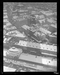 Boston from above, Quincy Market and North Market in foreground
