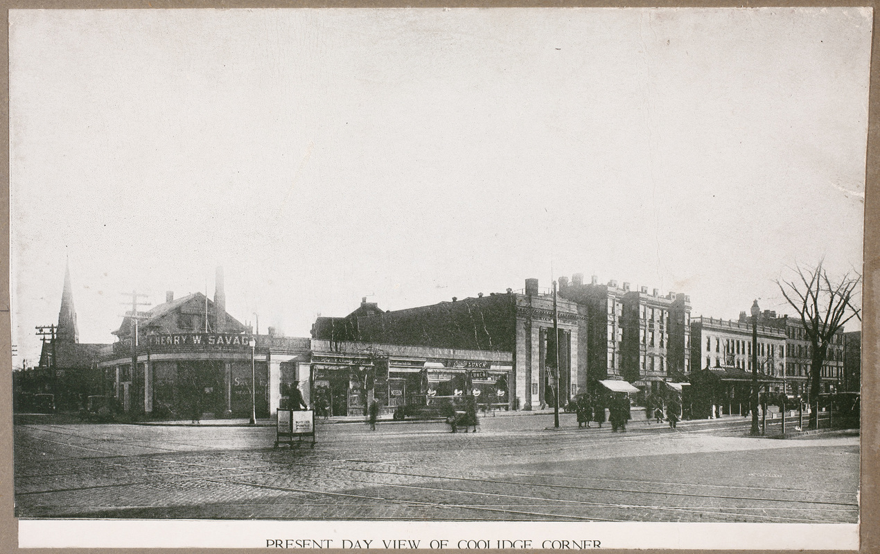 Coolidge Corner at the intersection of Beacon Street and Harvard Street