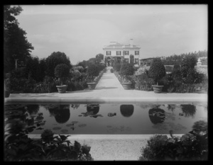 Brandegee Estate - pond with house and pergola