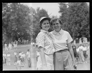 Mrs. Donald K. McCluskey, right, congratulates Pippy Rooney after she won State finals at Pine Brook