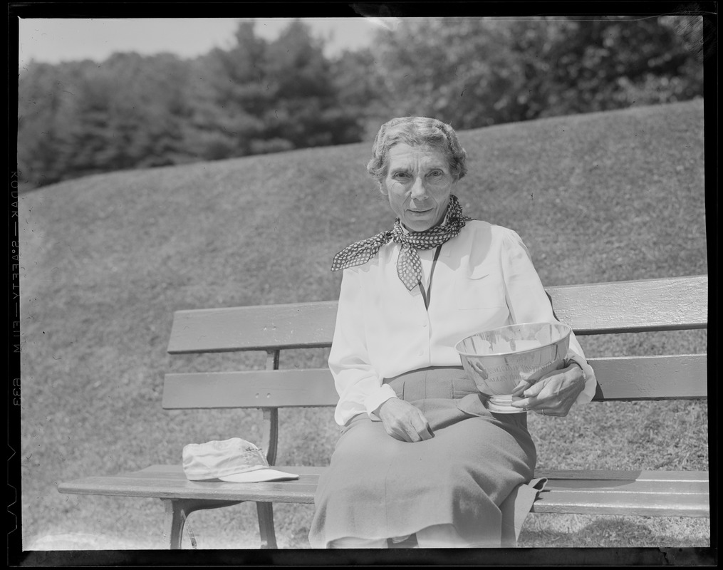 Woman holding Allen Bowl, Women's Golf Association