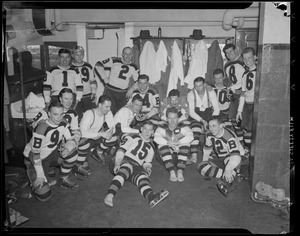 Bruins in locker room after winning the Stanley Cup