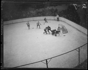 Bruins in action against the Maple Leafs, at the Garden