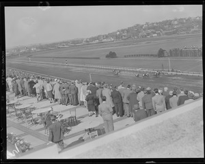 Watches the race from above, Suffolk Downs