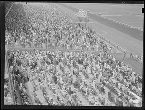 Crowd waiting for race, Suffolk Downs