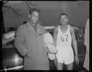 Tarzan Brown with son at Hyde Shoe, 12 Mile Race, Cambridge, son came in 36th