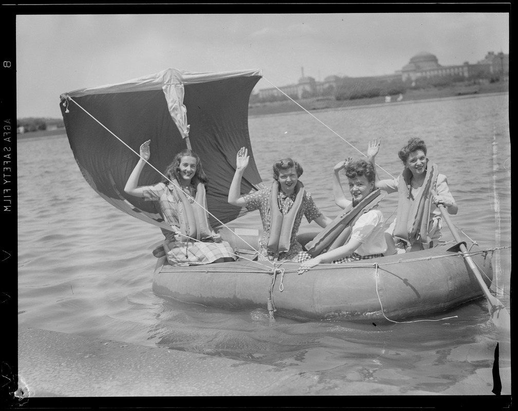 Makeshift sailboats on the Charles