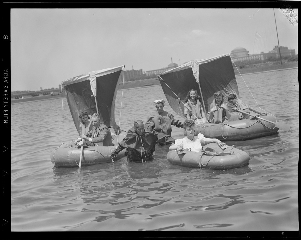 Makeshift sailboats on the Charles