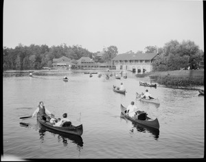 Canoeing on the Charles at Norumbega Park, Newton