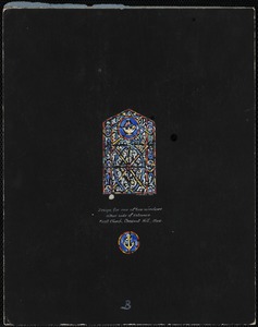 Design for one of two windows, either side of entrance. First Church, Chestnut Hill, Mass.