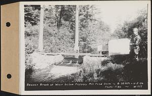 Beaver Brook at weir below Pepper's mill pond dam, Ware, Mass., 8:30 AM, Jun. 5, 1936