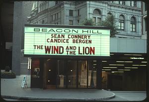Beacon Hill Theatre marquee advertising "The Wind and the Lion"