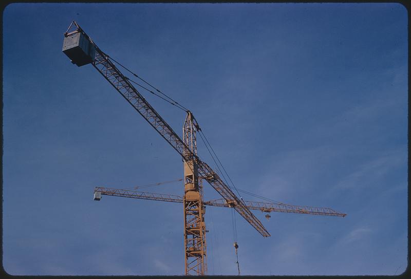 Construction crane moving rectangular object