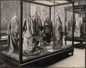 Asian robes in display case, Museum of Fine Arts, Boston