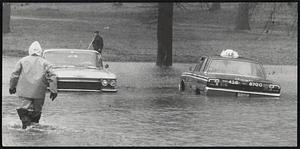 Jewish War Veteran's Drive, near Franklin Path cars stalled in water.