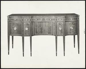 Made By Hepplewhite -- This sideboard reveals the same elegance that the great cabinet-maker, Hepplewhite, lavished on his beds and other furniture. It was done in Philadelphia about 1800 and is part of the M. and M. Karolik collection at the Boston Museum of Fine Arts
