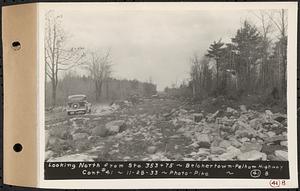 Contract No. 41, Extension of Belchertown-Pelham Highway, Belchertown, Pelham, looking north from Sta. 353+75, Belchertown and Pelham, Mass., Nov. 28, 1933