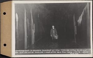 Contract No. 17, West Portion, Wachusett-Coldbrook Tunnel, Rutland, Oakham, Barre, looking east in Quabbin Aqueduct at Sta. 724+48 on the north and Sta. 724+50 on the south side, west of the Ware River Intake, Barre, Mass., Apr. 16, 1936