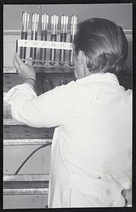 Laboratory worker with test tubes