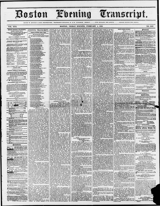Boston Evening Transcript. February 04, 1859 - Digital Commonwealth