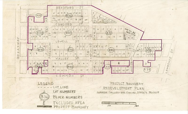 Project boundary, redevelopment plan, Common - Valley - and Concord Streets project