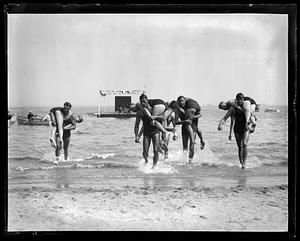 Lifeguard men carrying