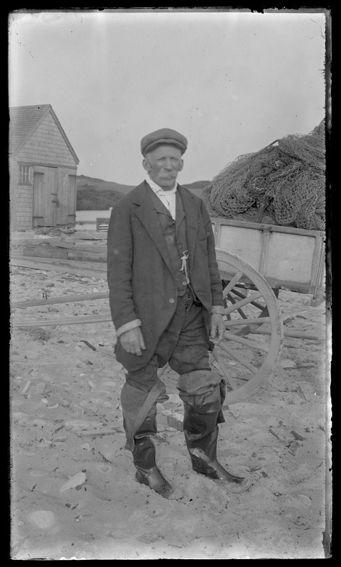 Wagon of nets. Working man - boots