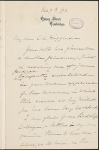 Elizabeth Cabot Cary Agassiz autograph letter signed to Thomas Wentworth Higginson, Cambridge, Massachusetts, 9 December 1893