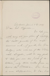 Danske Dandridge autograph letter signed to Thomas Wentworth Higginson, Charleston, SC., 23 January 1891