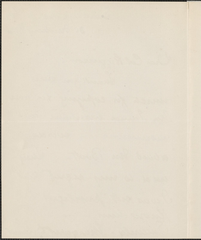 Margaret Deland autograph note signed to Thomas Wentworth Higginson, Boston, 31 January 1909