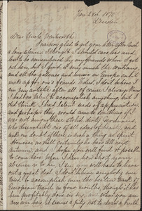 Una Hawthorne autograph letter signed to Thomas Wentworth Higginson, Dresden, Germany, 28 January 1870