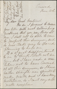 Una Hawthorne autograph letter signed to Thomas Wentworth Higginson, Concord, Mass., 15 June