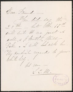 Louise Chandler Moulton autograph notes signed to [Thomas Wentworth Higginson]
