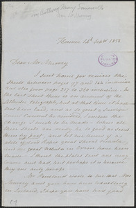 Mary Somerville autograph letter signed to [John?] Murray, Florence, Italy, 14 September 1858