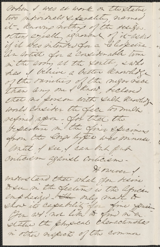 Anne Whitney autograph letter signed to Thomas Wentworth Higginson, Belmont, Mass., 1 December 1864