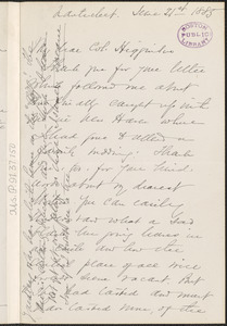 Sarah Chauncey Woolsey autograph letter signed to Thomas Wentworth Higginson, Nantucket, Mass., 11 June 1885
