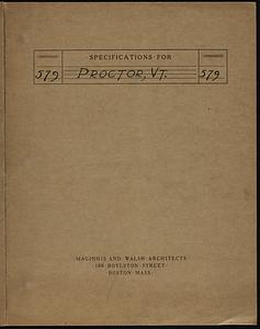 Specifications for Proctor, VT. Commission 579.